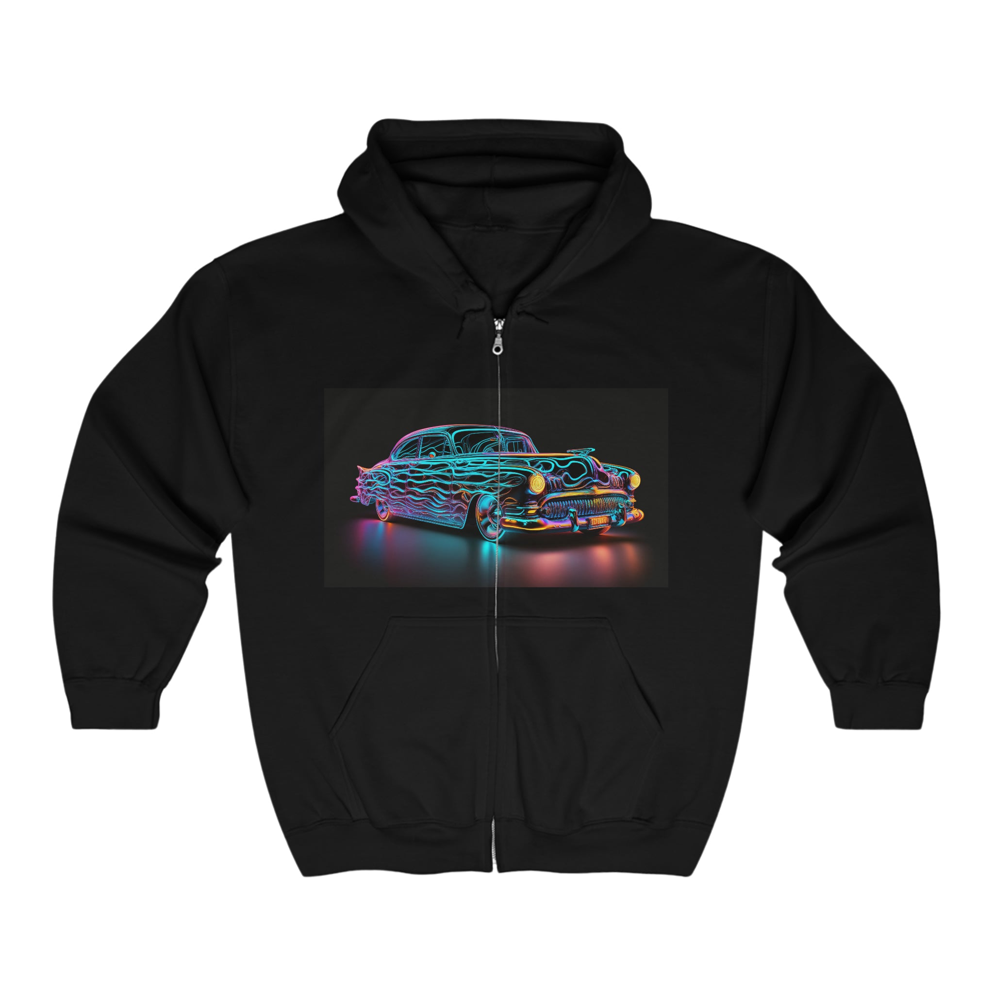 Unisex Heavy Blend™ Full Zip Hooded Sweatshirt - Neon Car 08