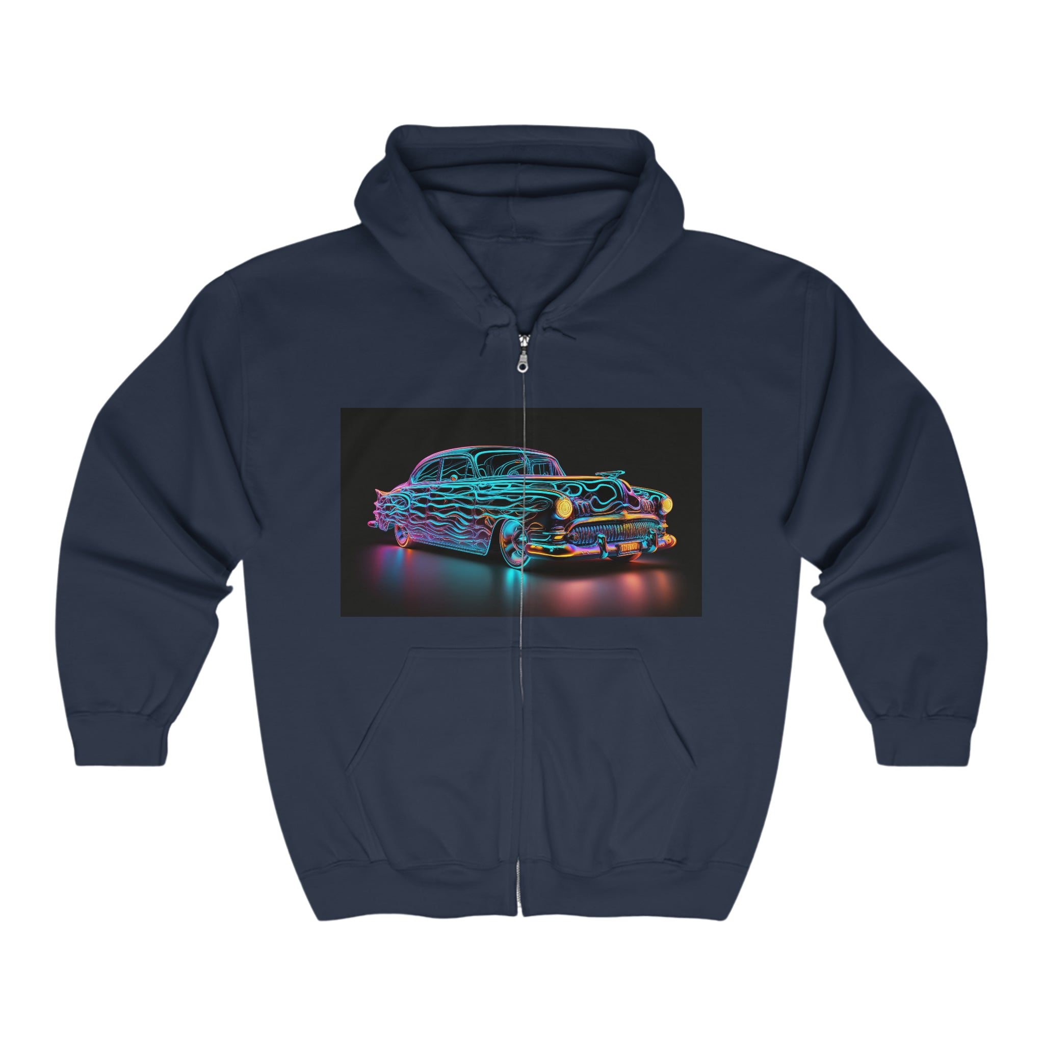 Unisex Heavy Blend™ Full Zip Hooded Sweatshirt - Neon Car 08