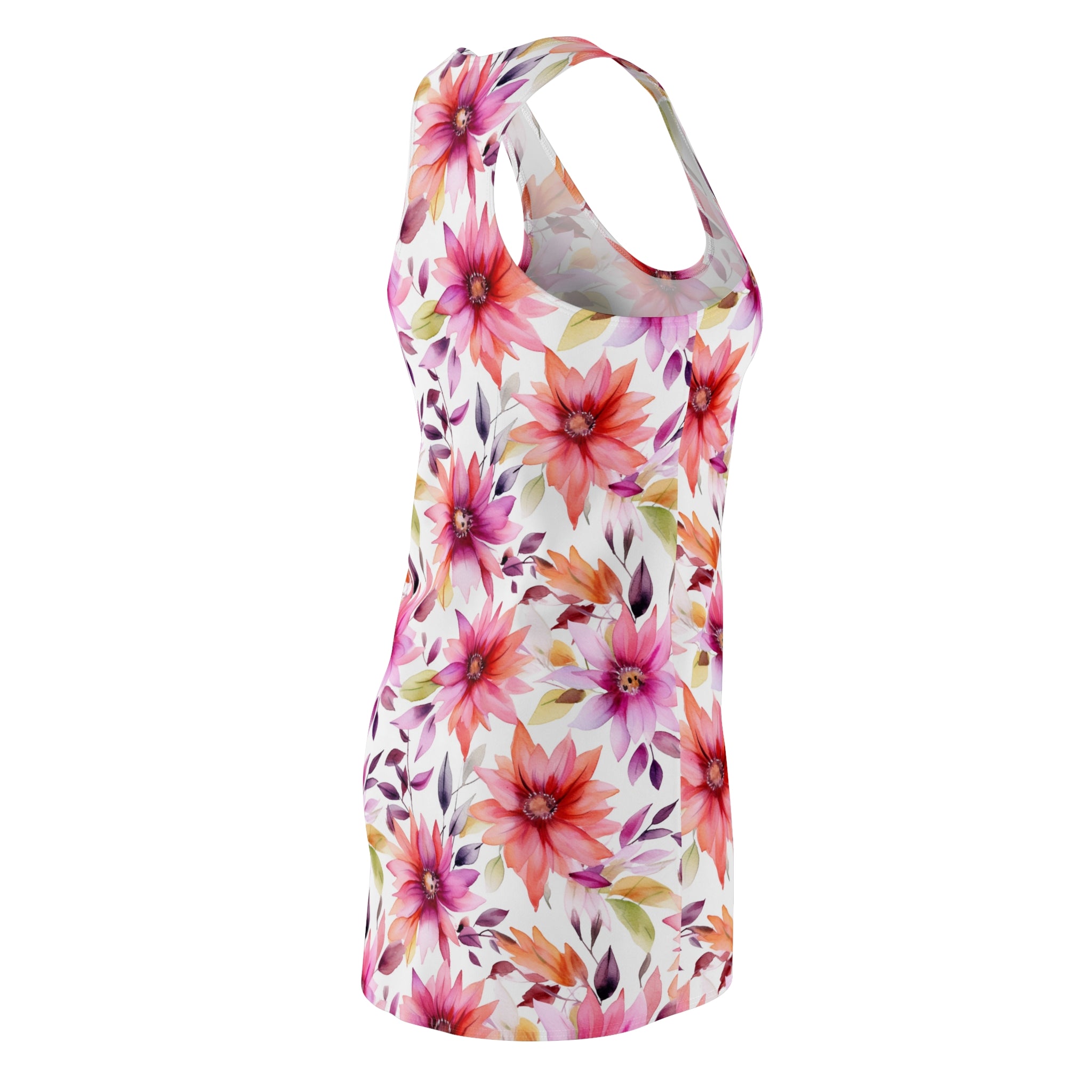 Women's Cut & Sew Racerback Dress (AOP) - Seamless Flower Watercolor Designs 01