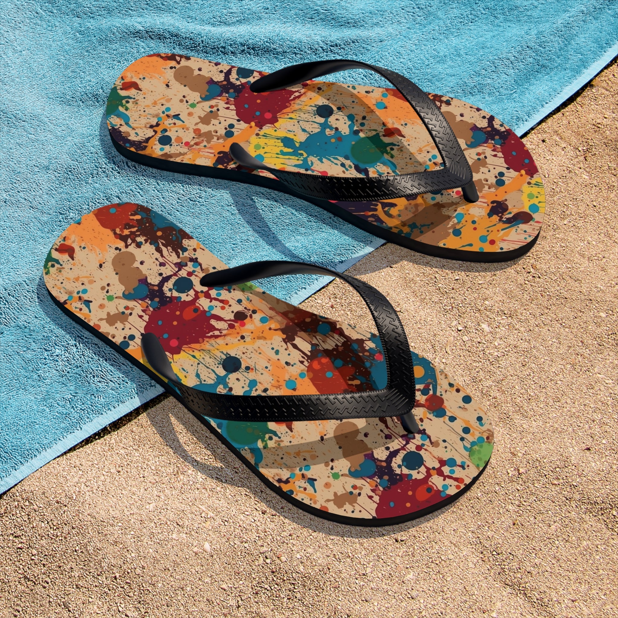 Unisex Flip-Flops (AOP) - Seamless Color Splatter Designs 01