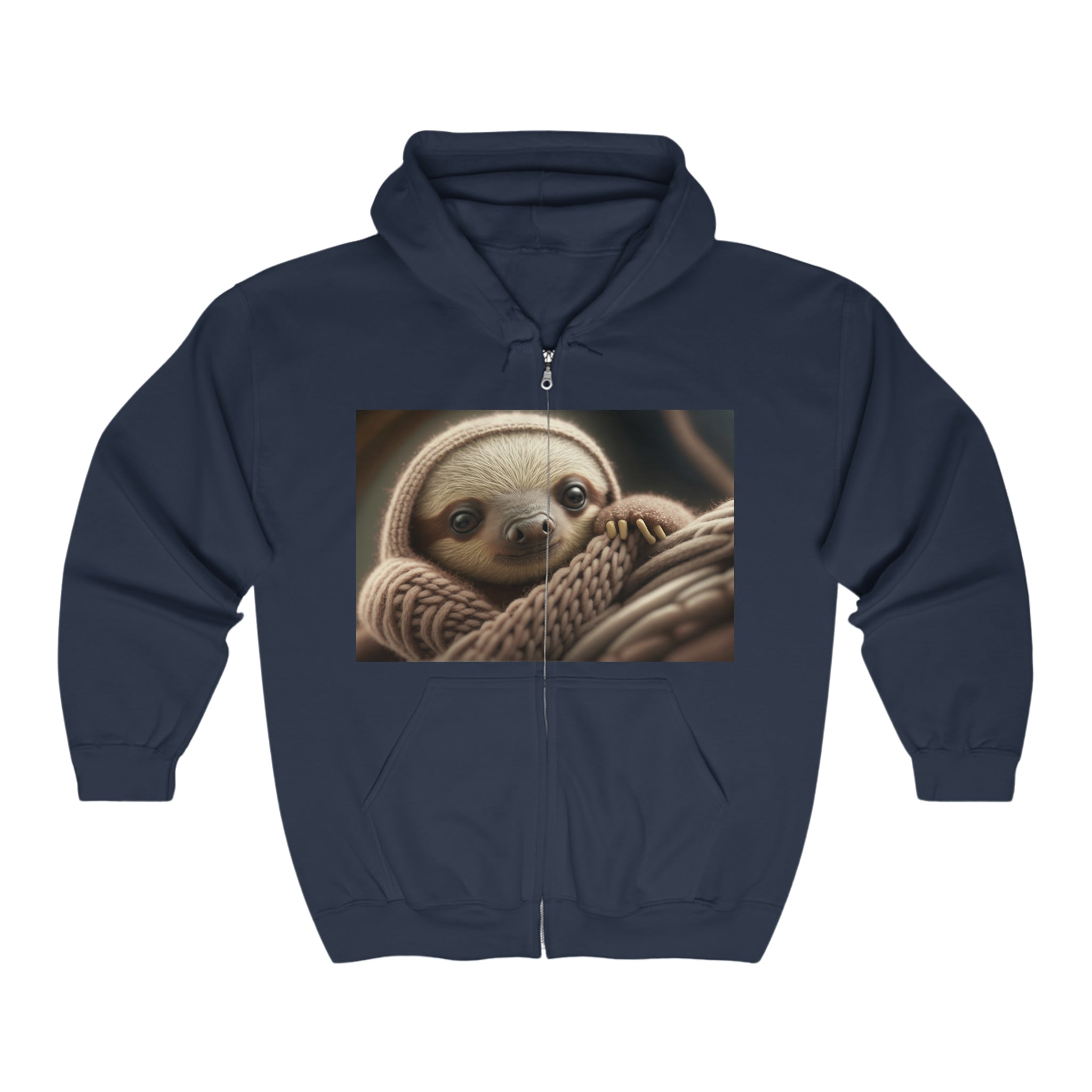 Unisex Heavy Blend™ Full Zip Hooded Sweatshirt - Baby Animals - Sloth
