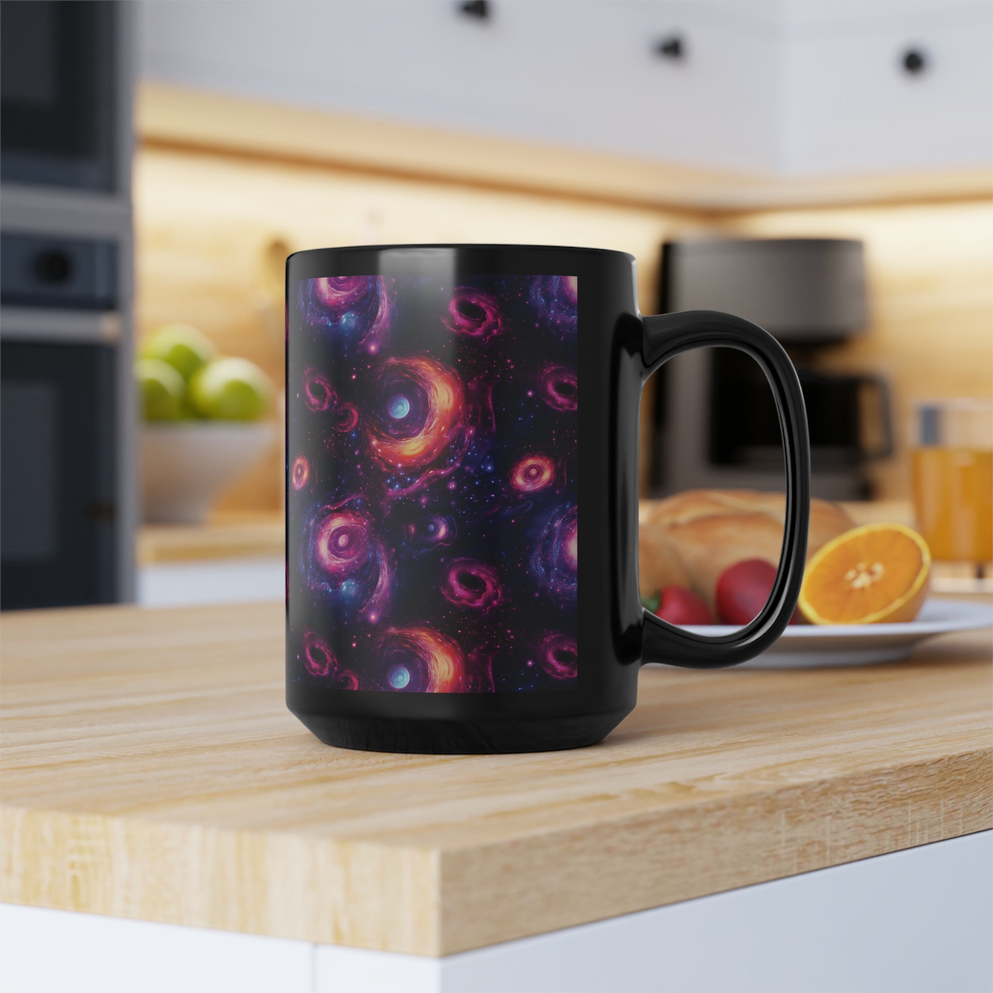 Black Mug, 15oz (AOP) - Fantasy Galaxies 05