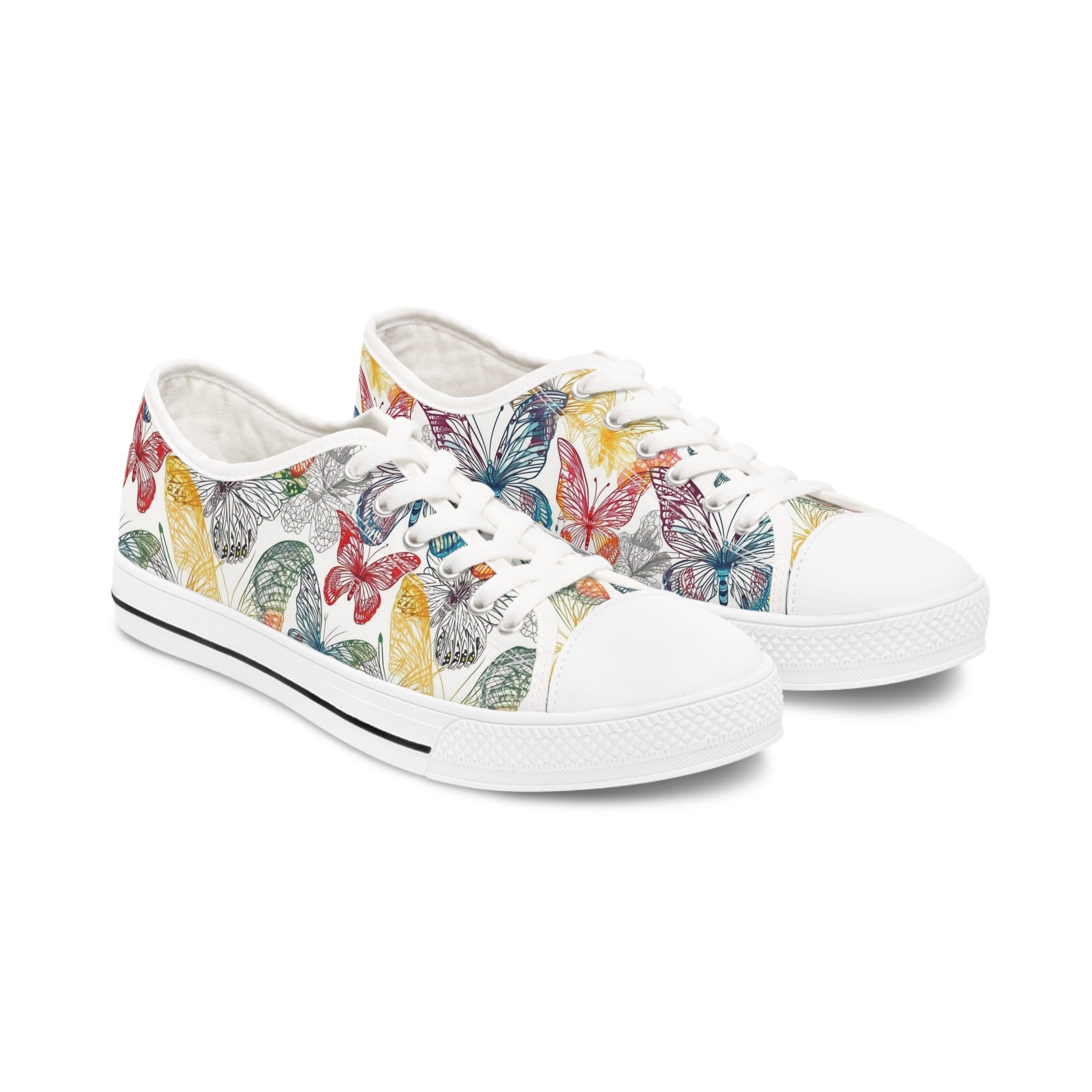 Women's Low Top Sneakers (AOP) - Seamless Butterfly Designs 05