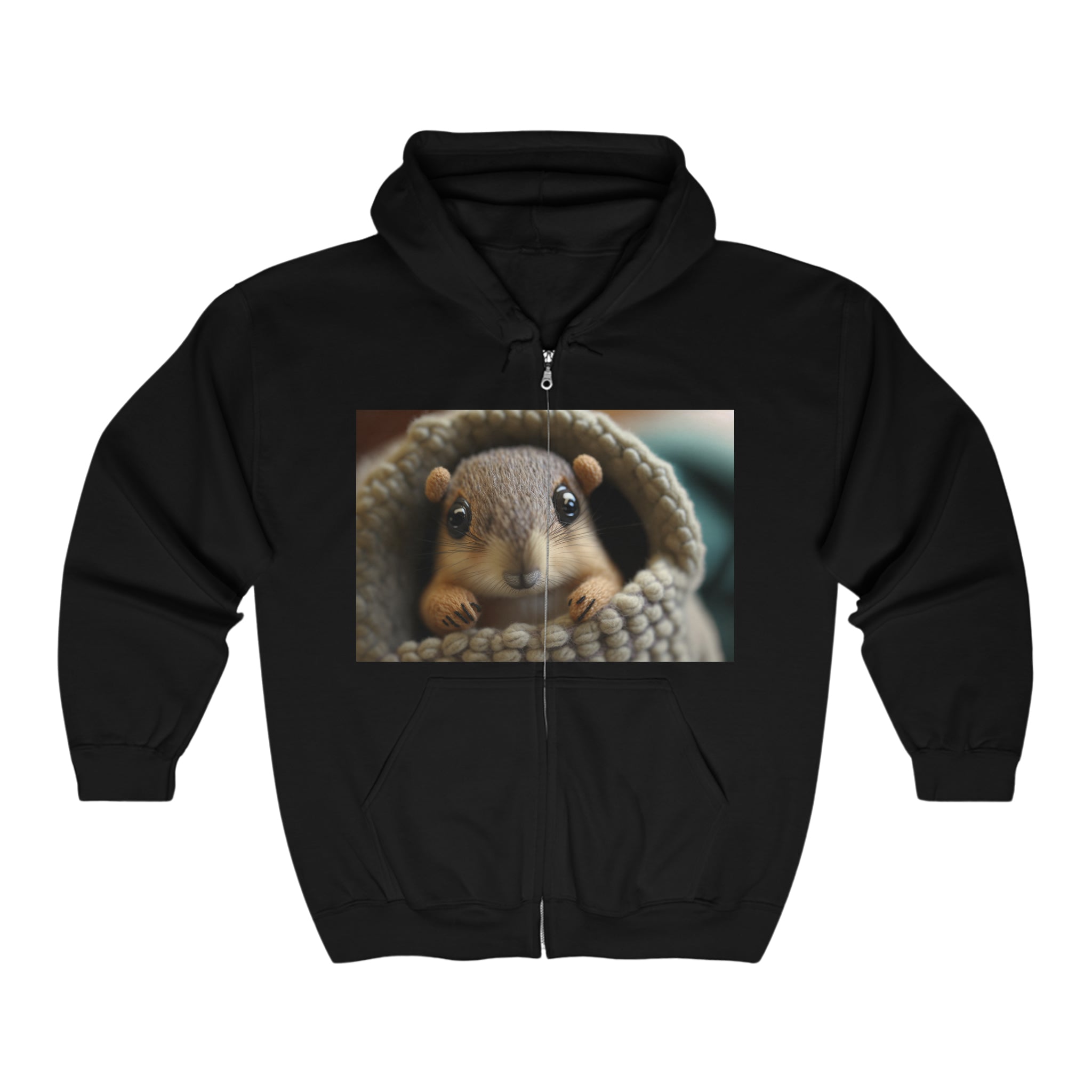 Unisex Heavy Blend™ Full Zip Hooded Sweatshirt - Baby Animals - Squirrel