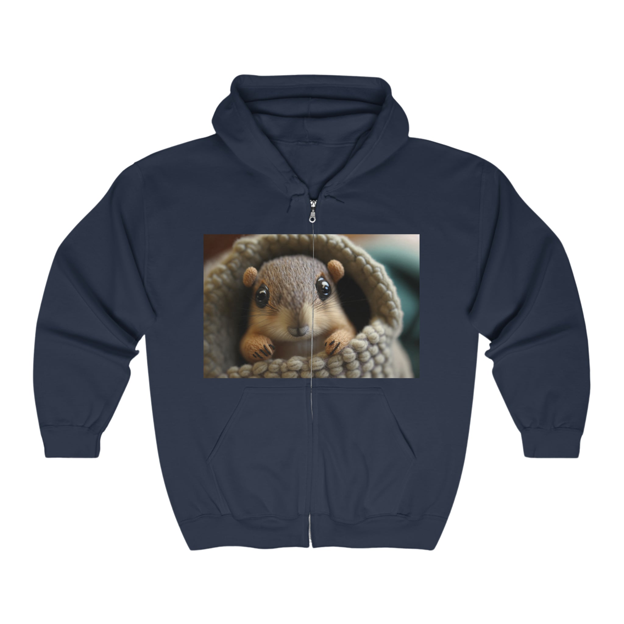 Unisex Heavy Blend™ Full Zip Hooded Sweatshirt - Baby Animals - Squirrel