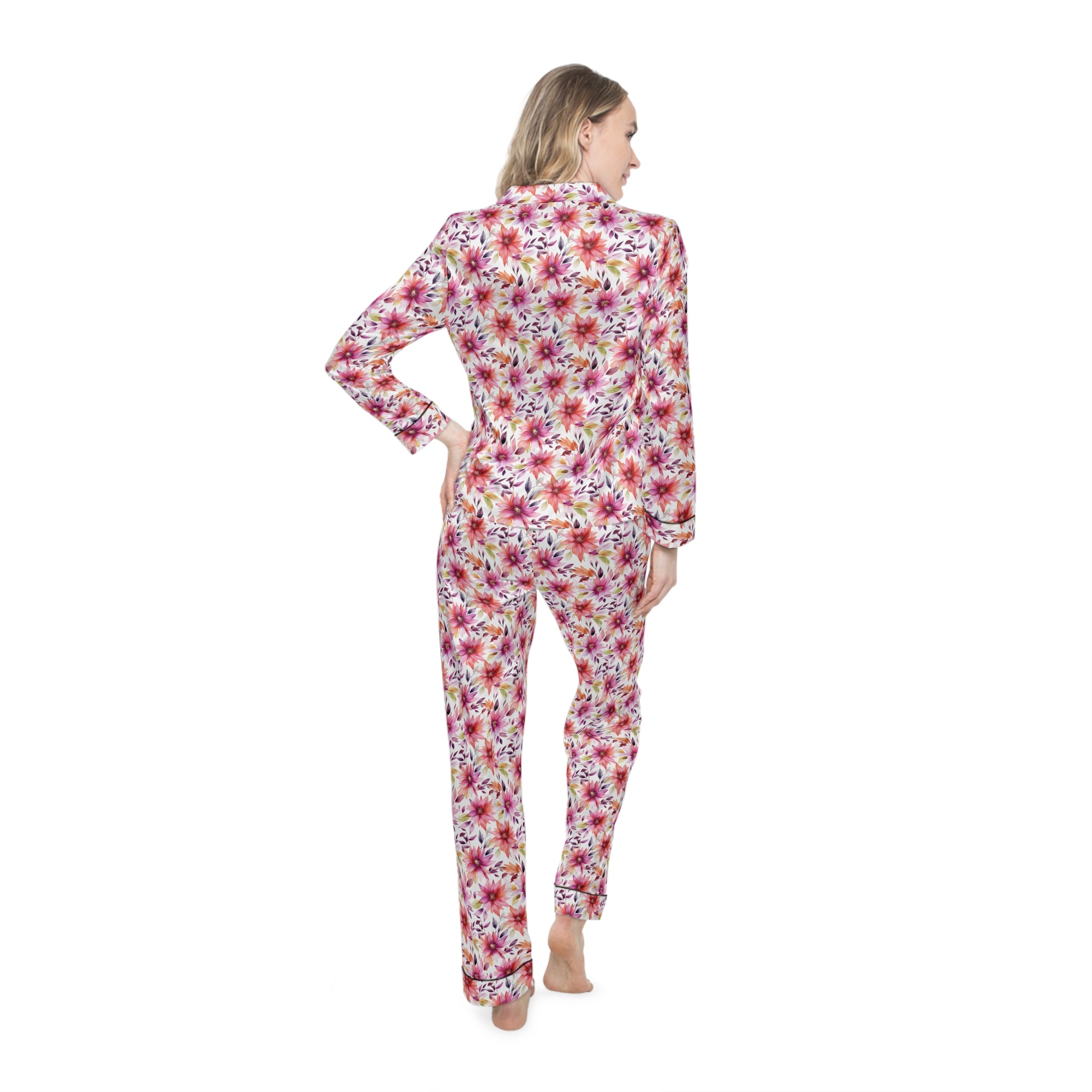 Women's Satin Pajamas (AOP) - Floral Prints 01