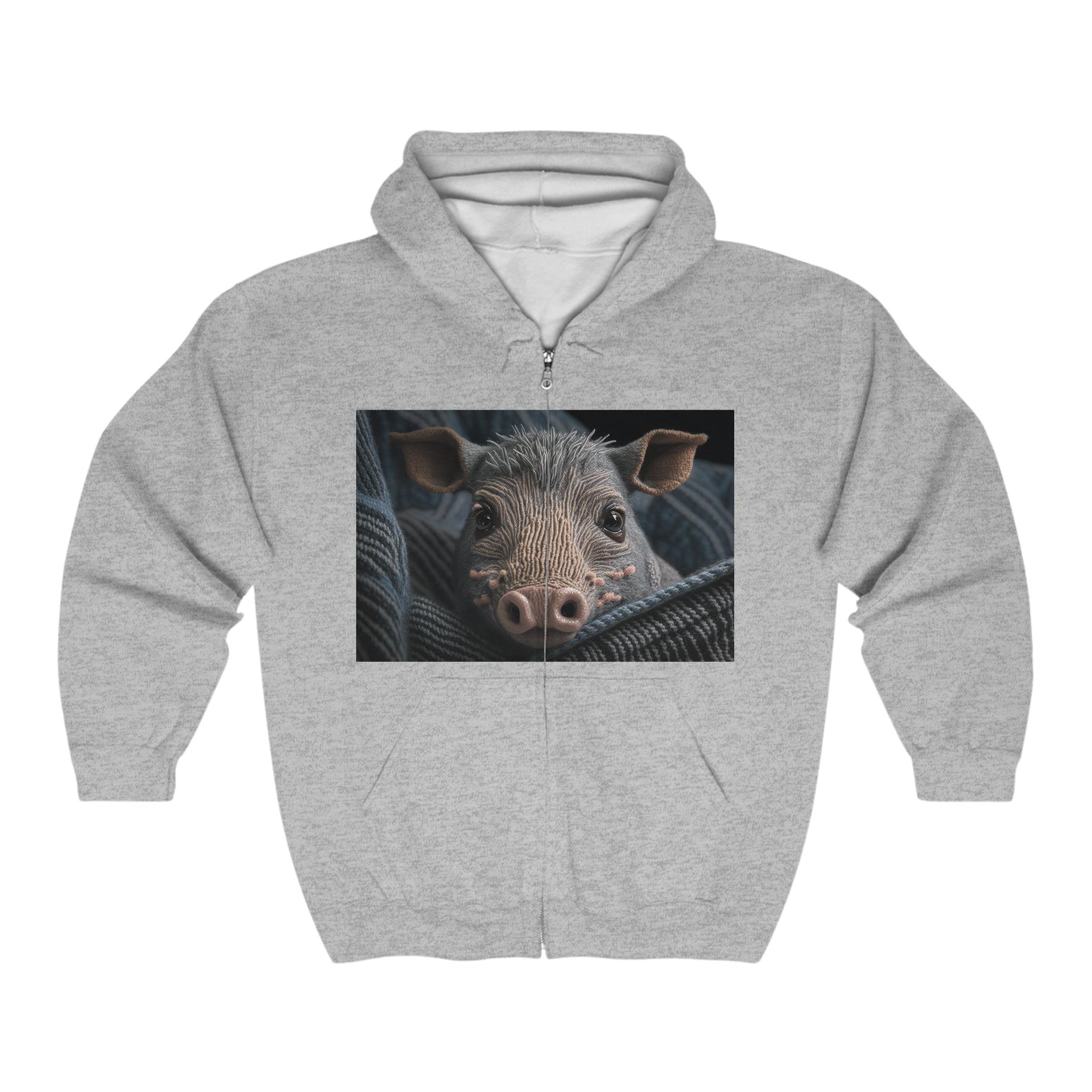 Unisex Heavy Blend™ Full Zip Hooded Sweatshirt - Baby Animals - Warthog