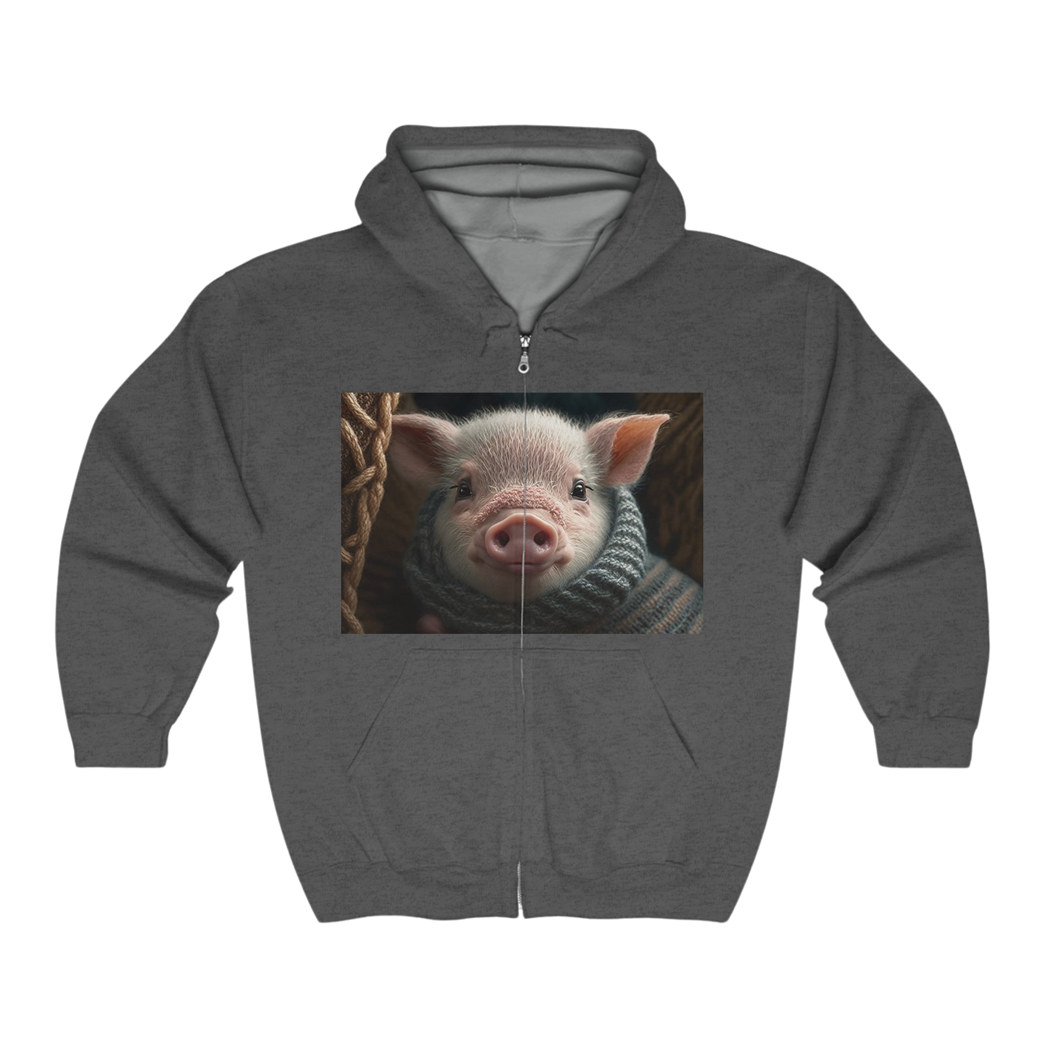 Unisex Heavy Blend™ Full Zip Hooded Sweatshirt - Baby Animals - Pig