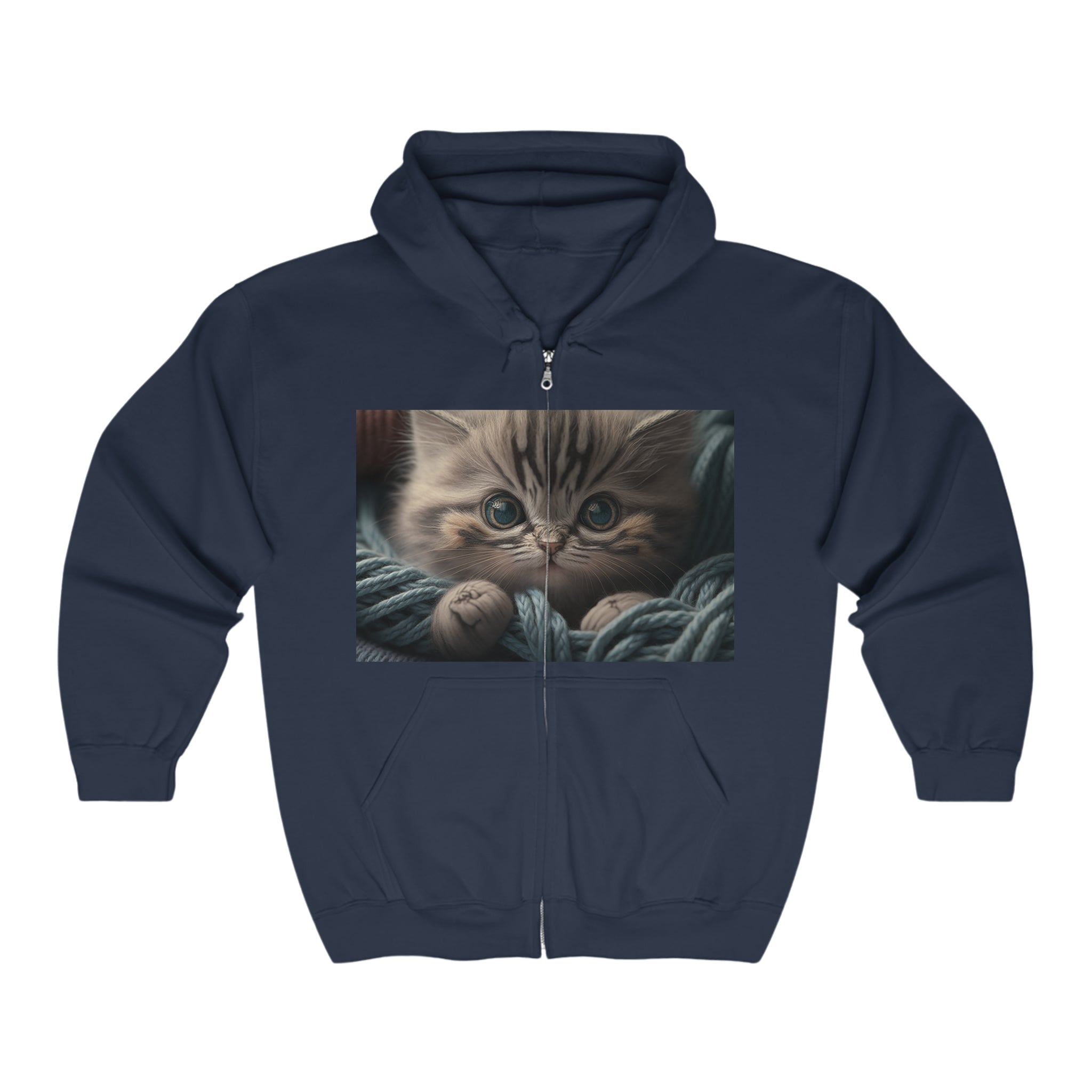 Unisex Heavy Blend™ Full Zip Hooded Sweatshirt - Baby Animals - Cat