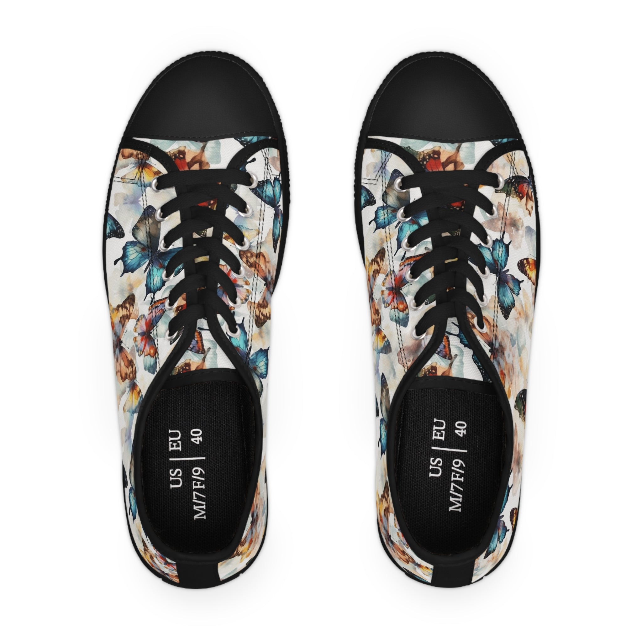 Women's Low Top Sneakers (AOP) - Seamless Butterfly Designs 03