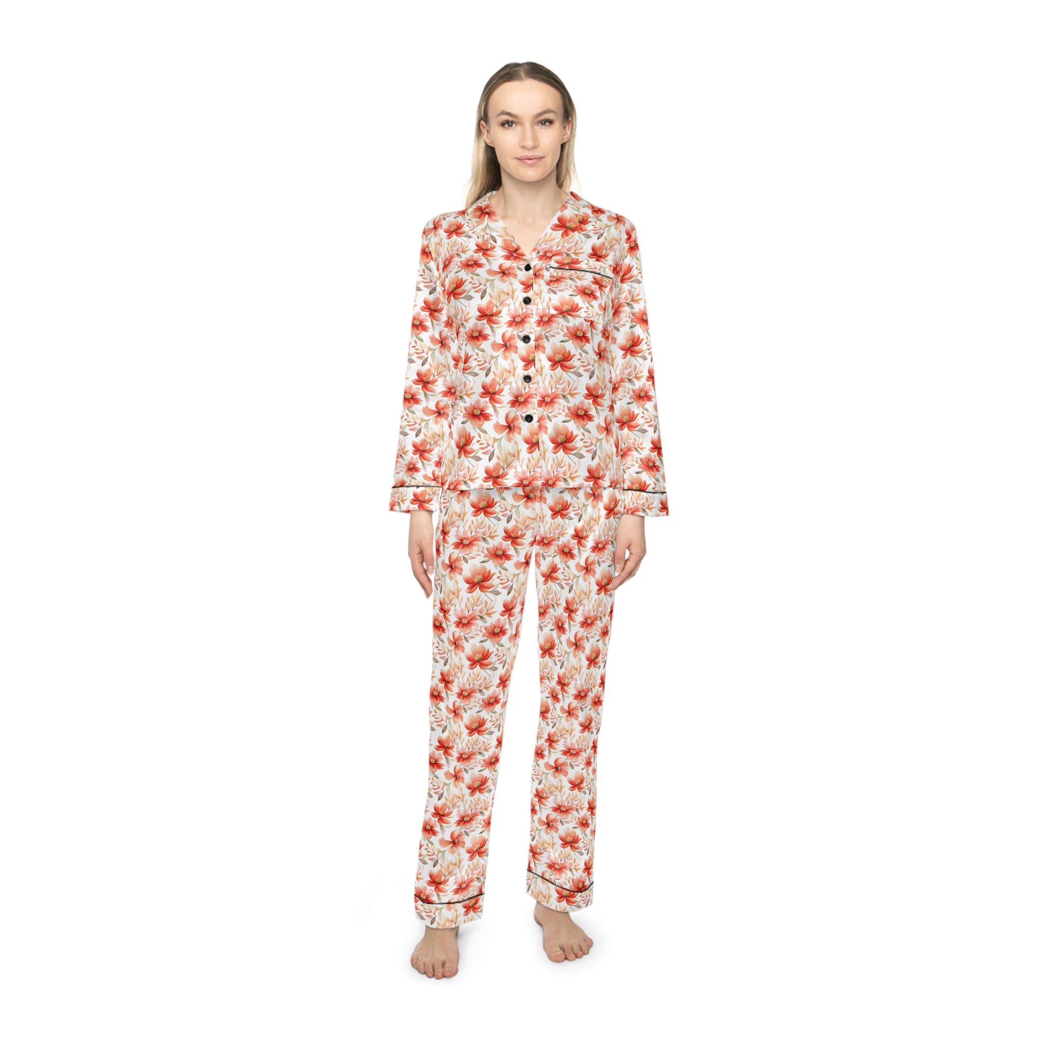 Women's Satin Pajamas (AOP) - Floral Prints 02