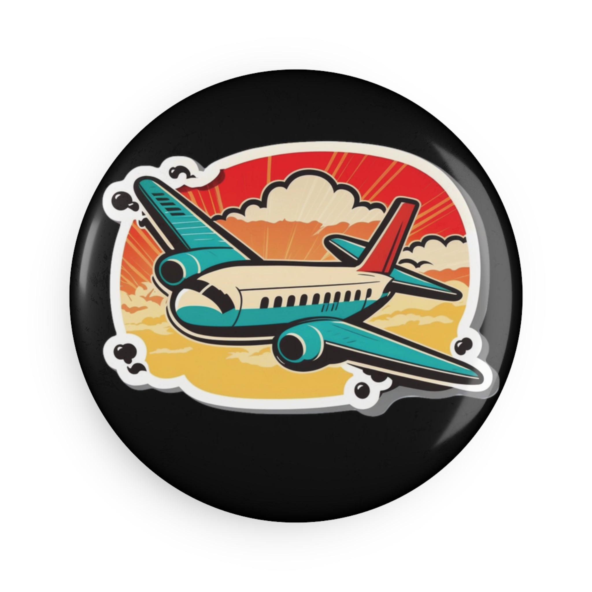 Button Magnet, Round (1 & 10 pcs) - Airplane