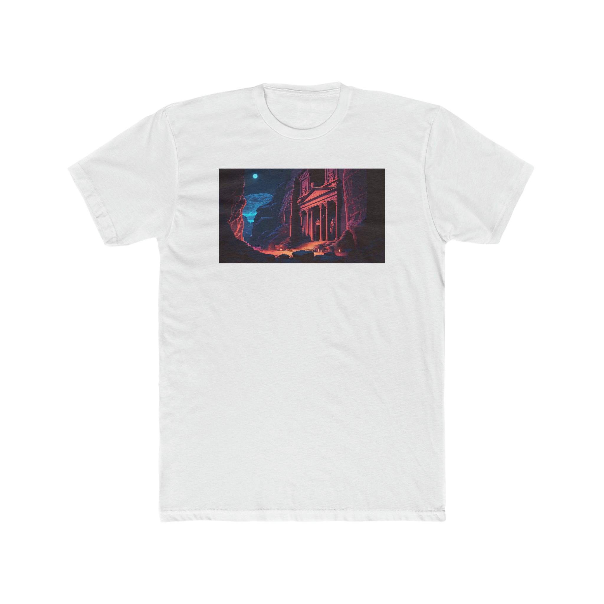 Men's Cotton Crew Tee - Fantasy Art - Petra Caves