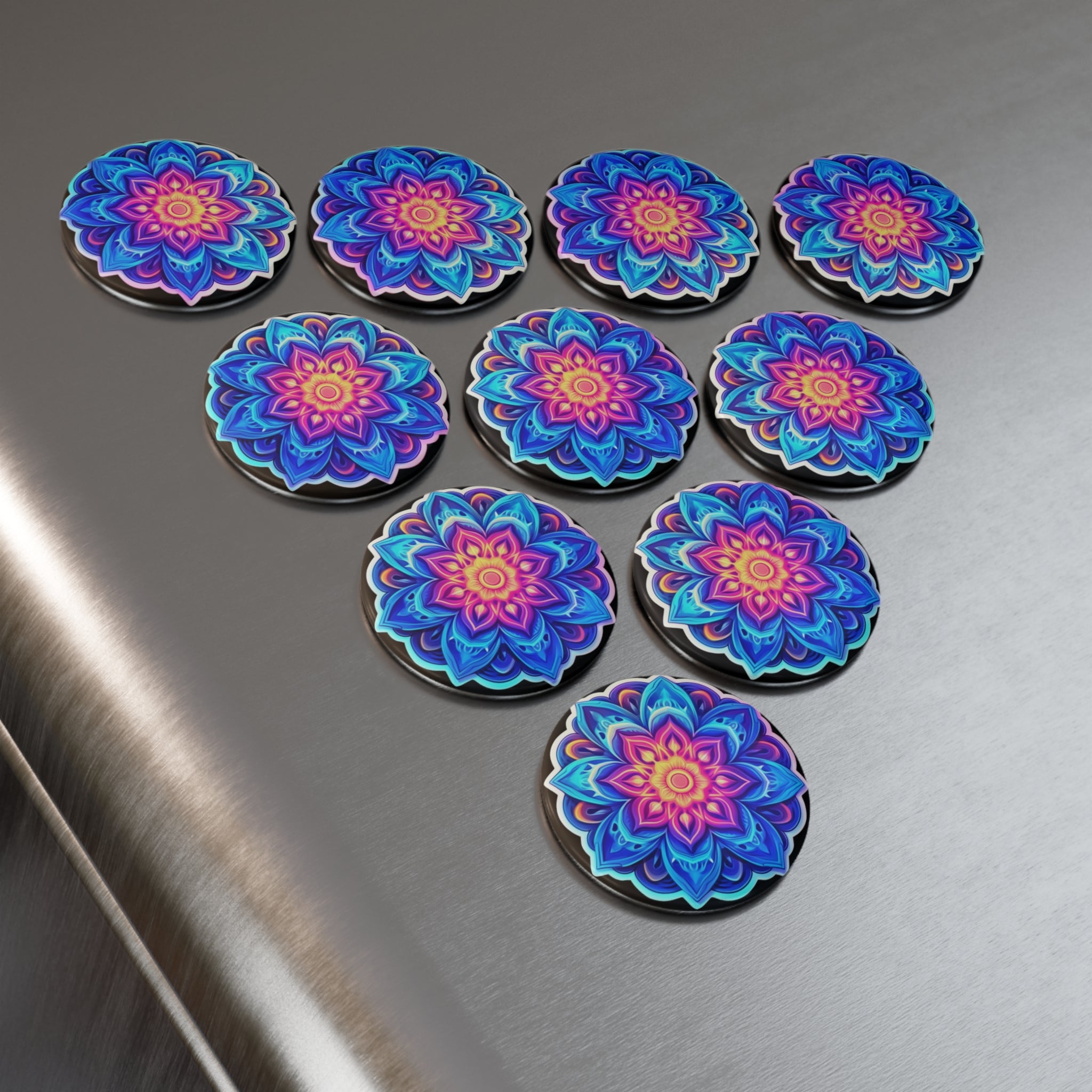 Button Magnet, Round (1 & 10 pcs) - Mandalas 21