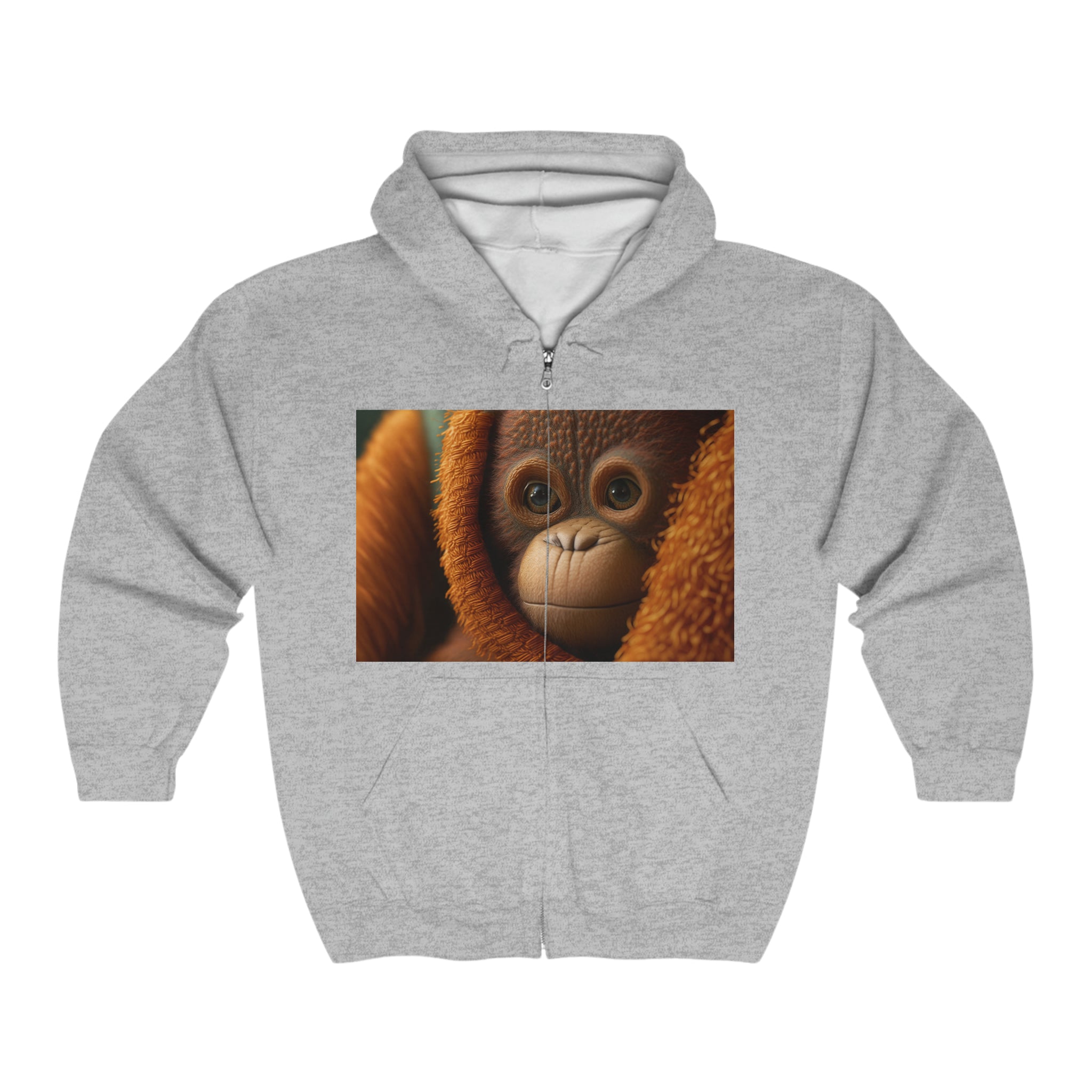 Unisex Heavy Blend™ Full Zip Hooded Sweatshirt - Baby Animals - Orangutan