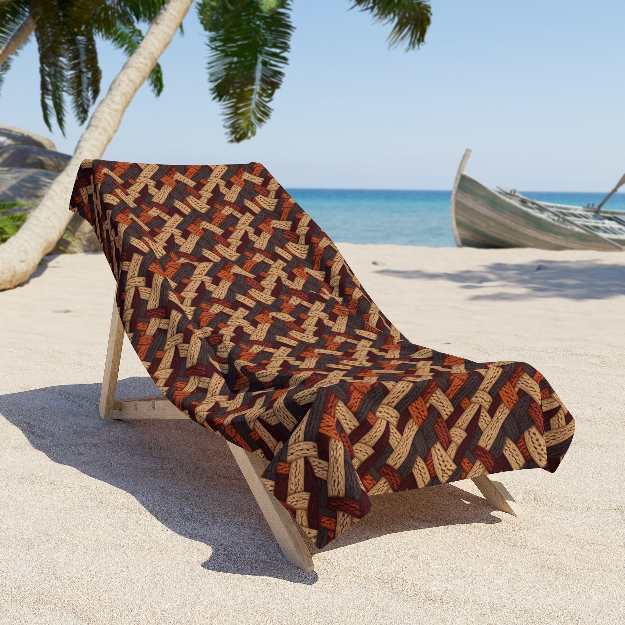 Beach Towel (AOP) - Seamless Knit Art Design 07