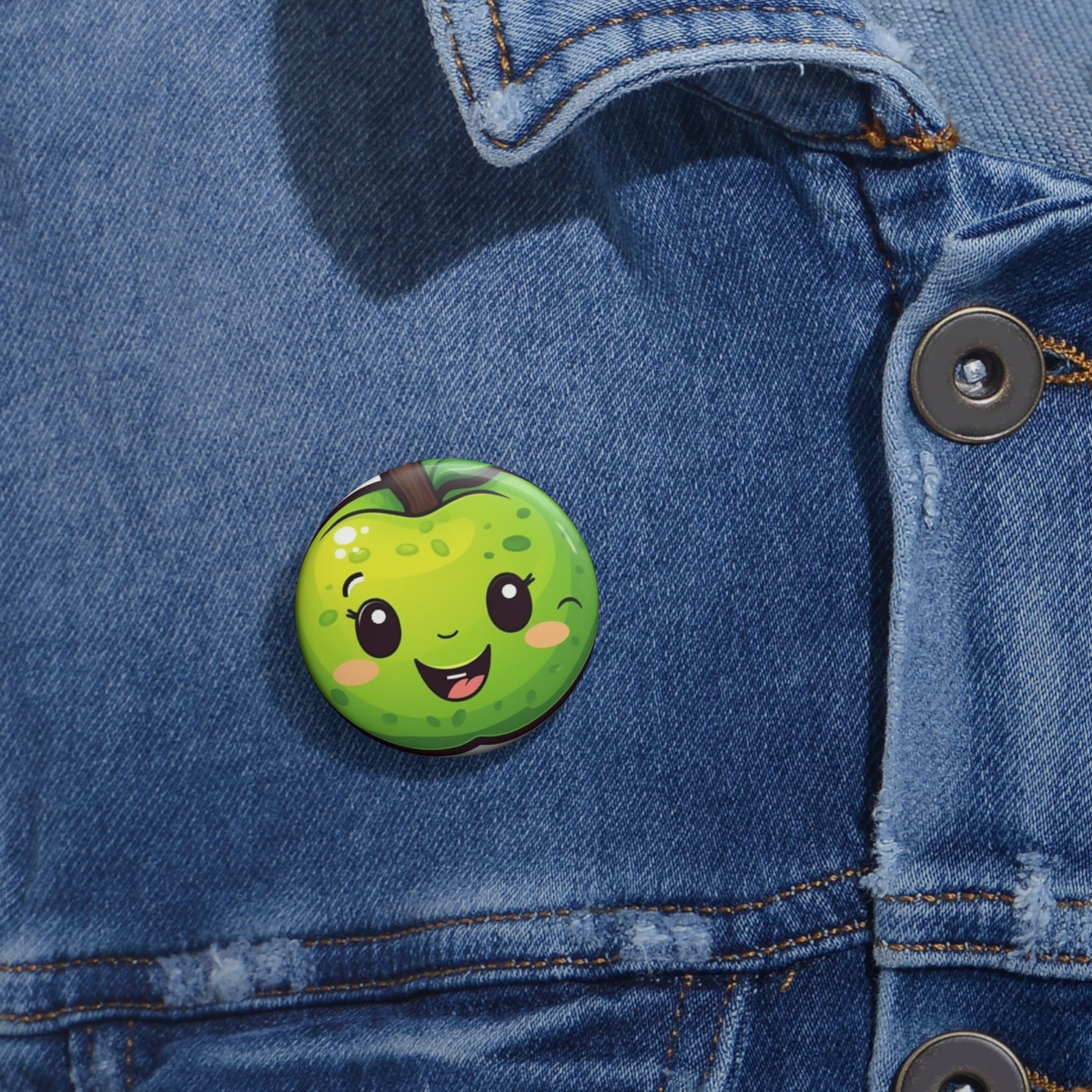 Custom Pin Buttons - Green Apple