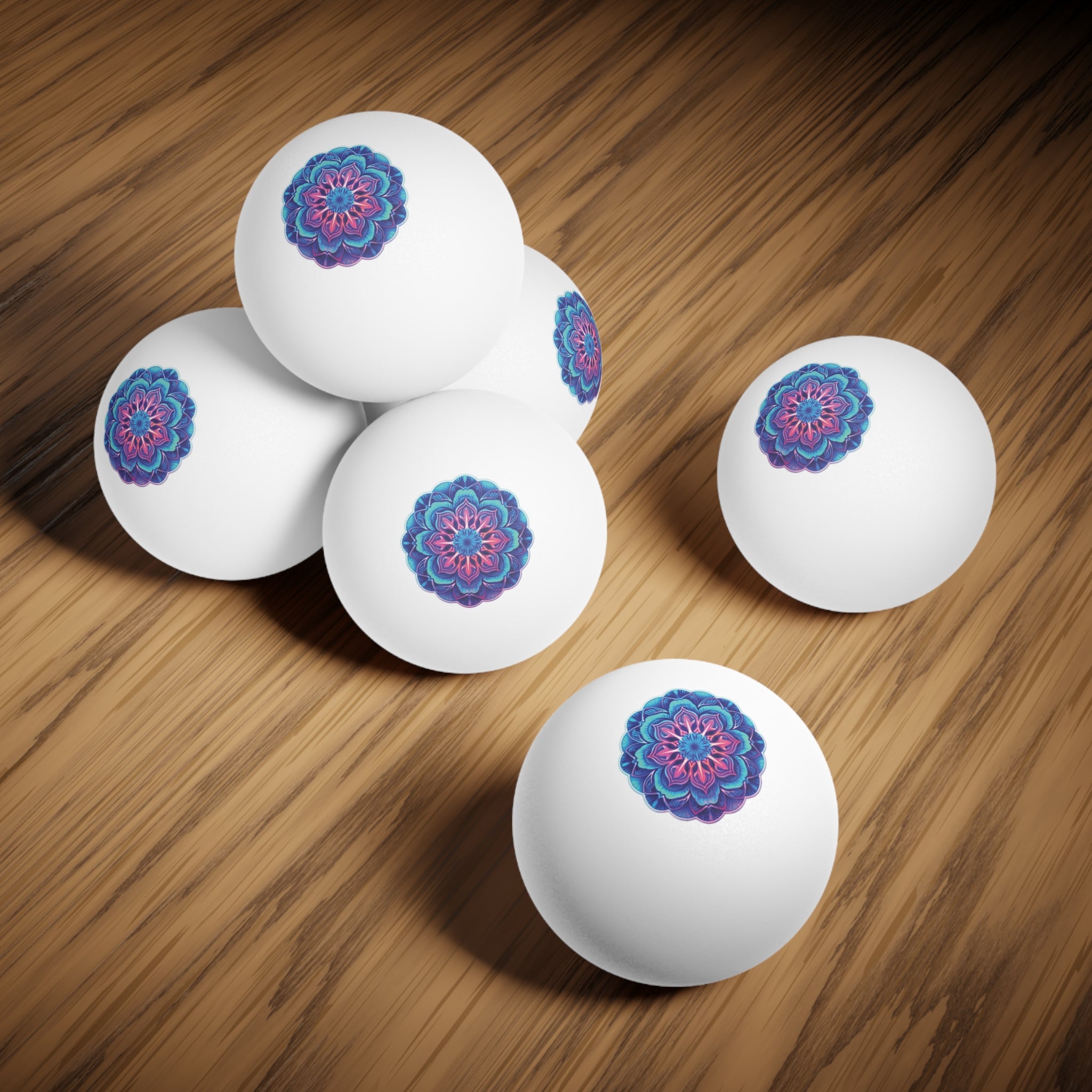 Ping Pong Balls, 6 pcs - Pop Art - Mandalas 03