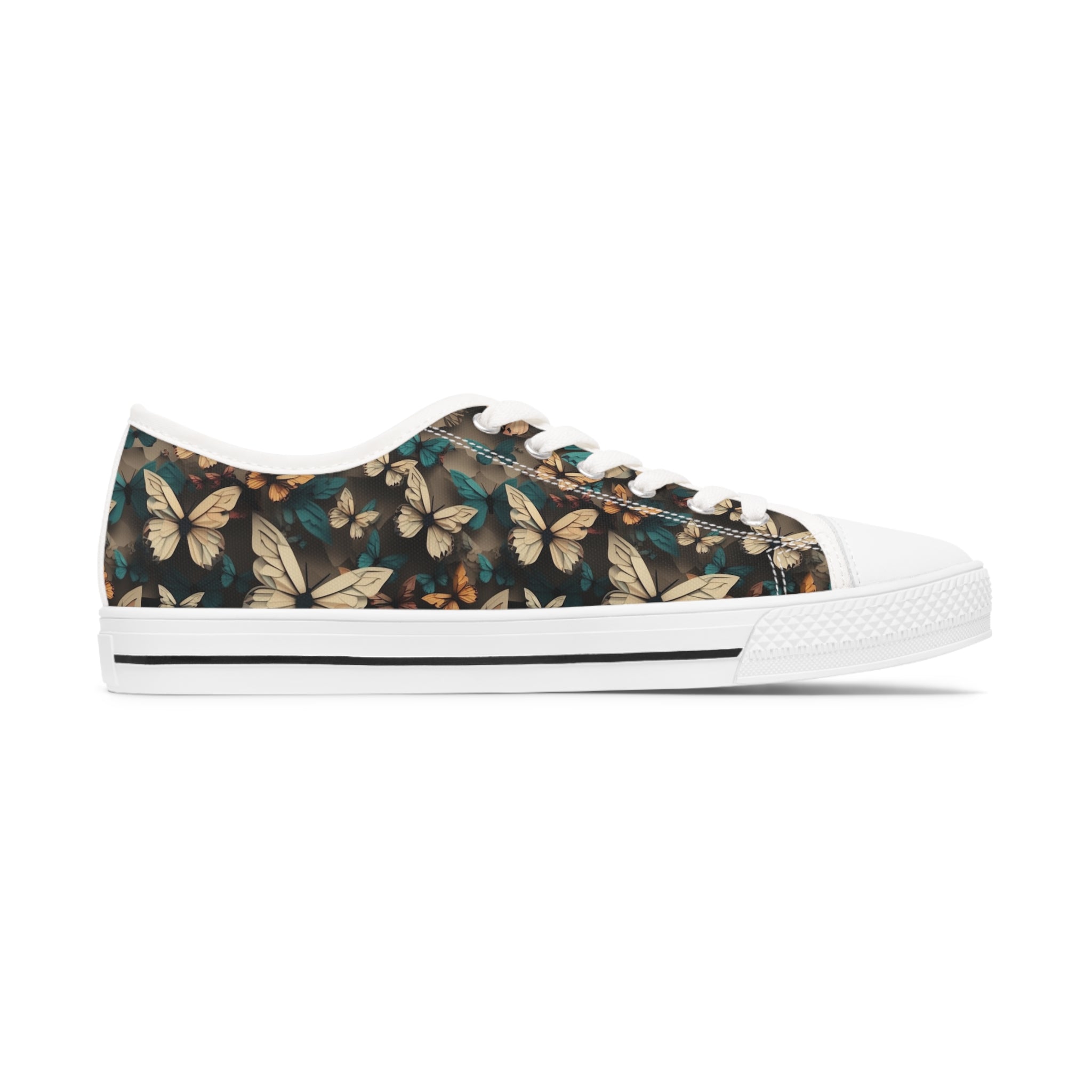 Women's Low Top Sneakers (AOP) - Seamless Butterfly Designs 01