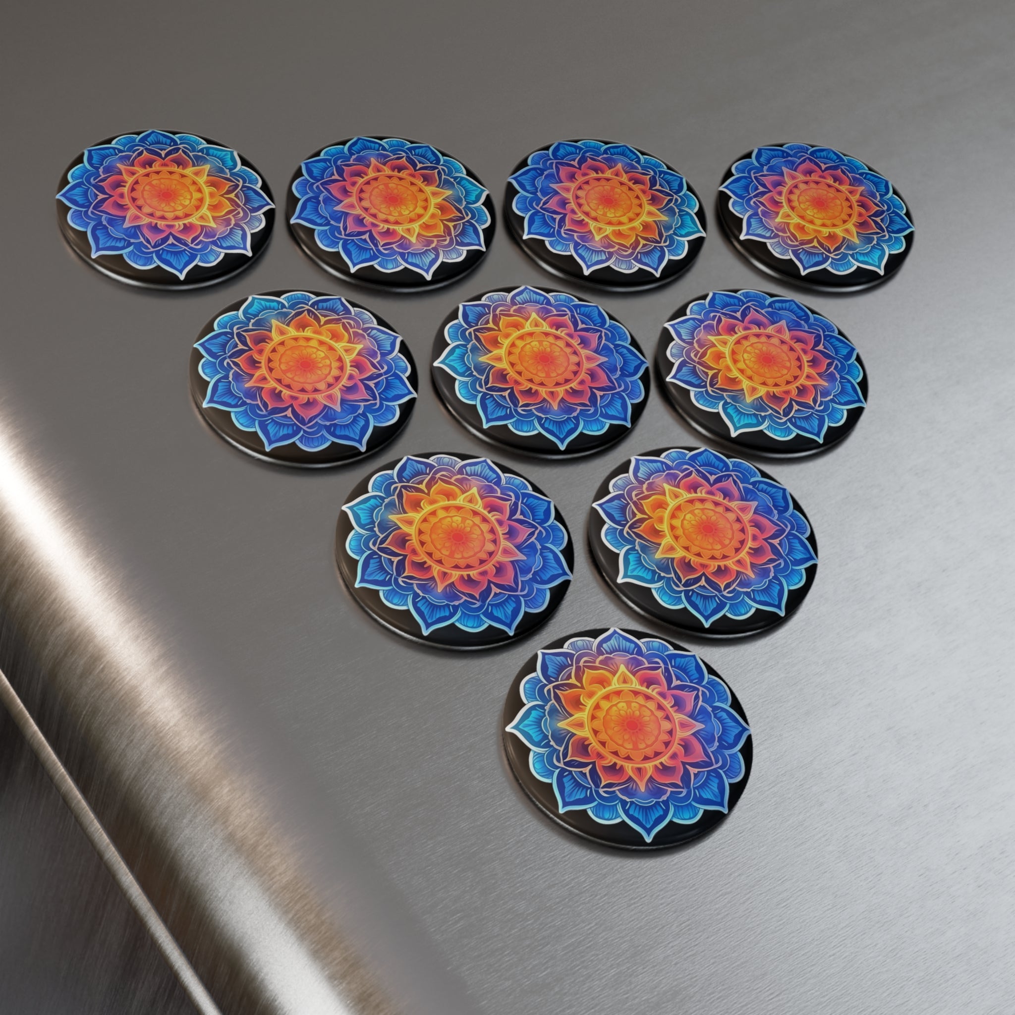 Button Magnet, Round (1 & 10 pcs) - Mandalas 09