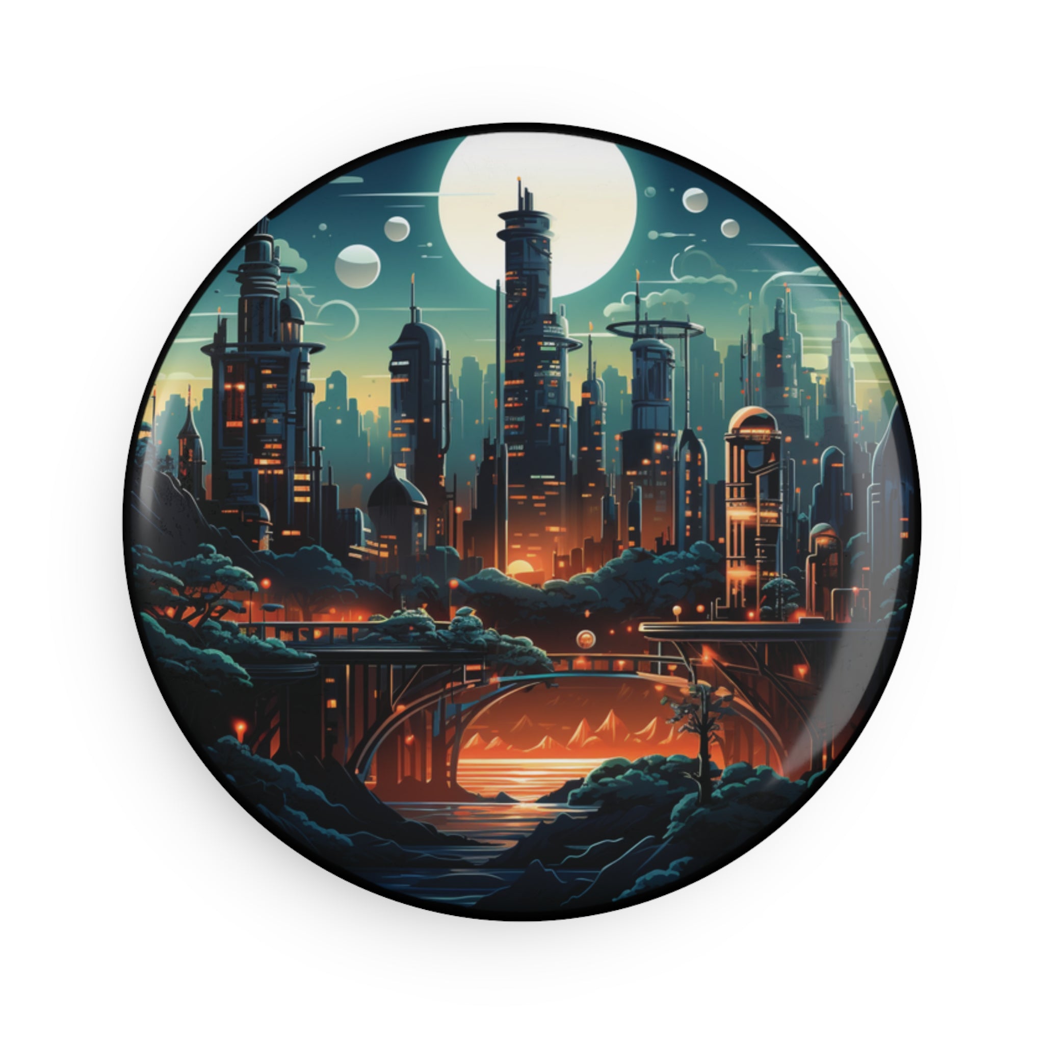 Button Magnet, Round (1 & 10 pcs) - Isometric City Designs 30