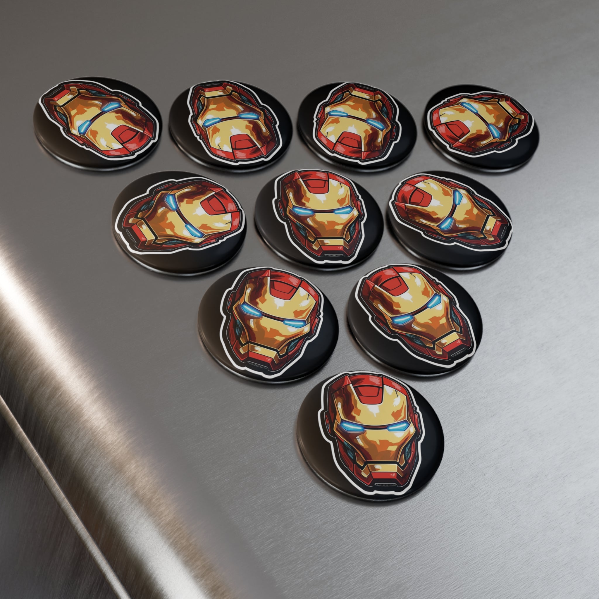 Button Magnet, Round (1 & 10 pcs) - Iron-Man