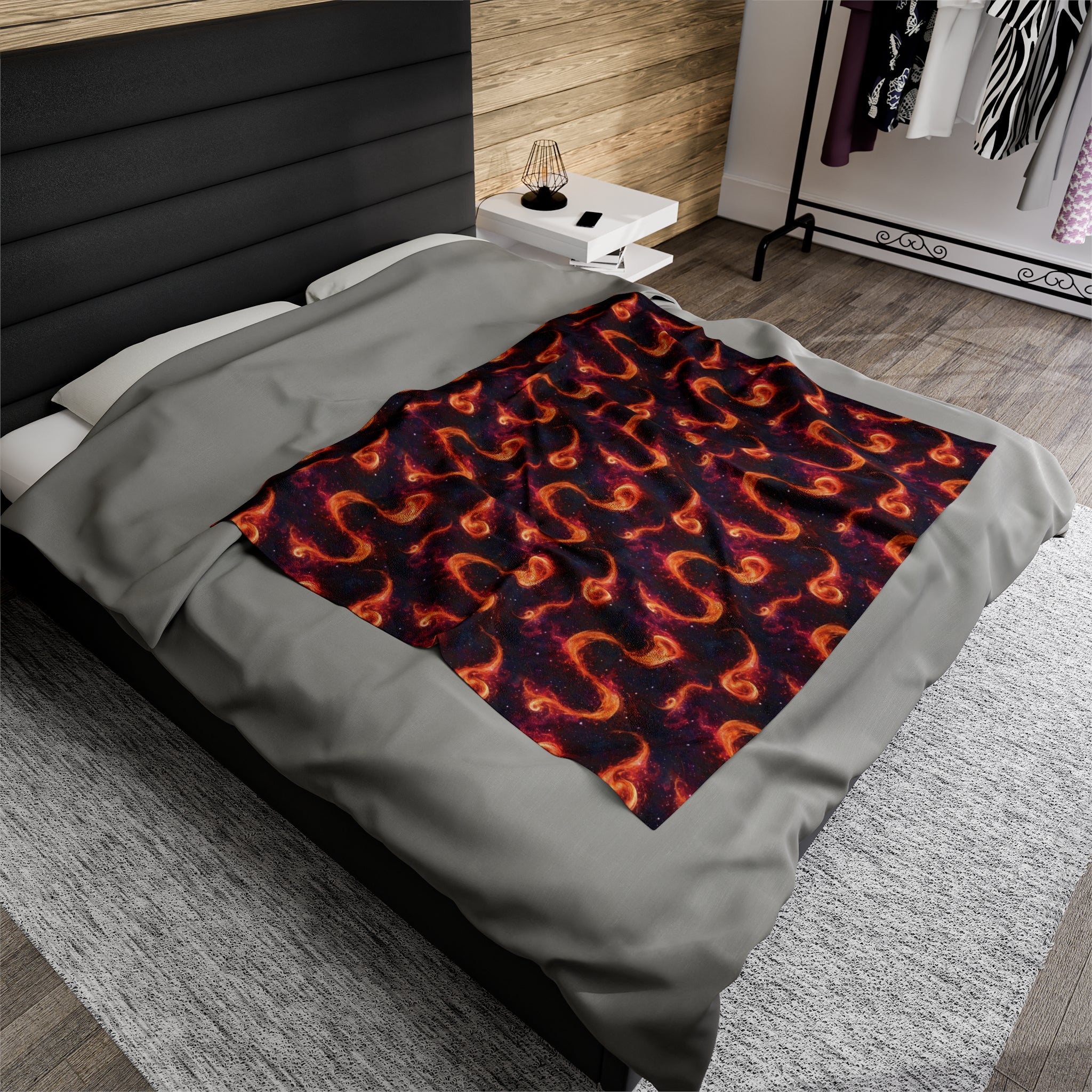 Velveteen Plush Blanket (AOP) - Fantasy Galaxies 03