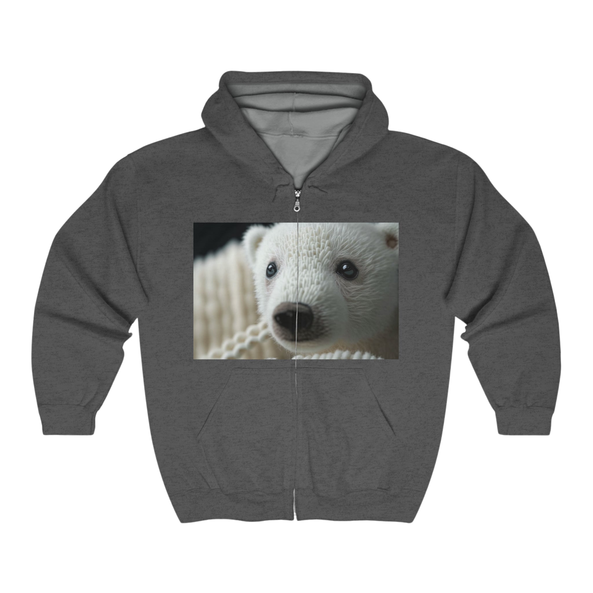 Unisex Heavy Blend™ Full Zip Hooded Sweatshirt - Baby Animals - Polar Bear