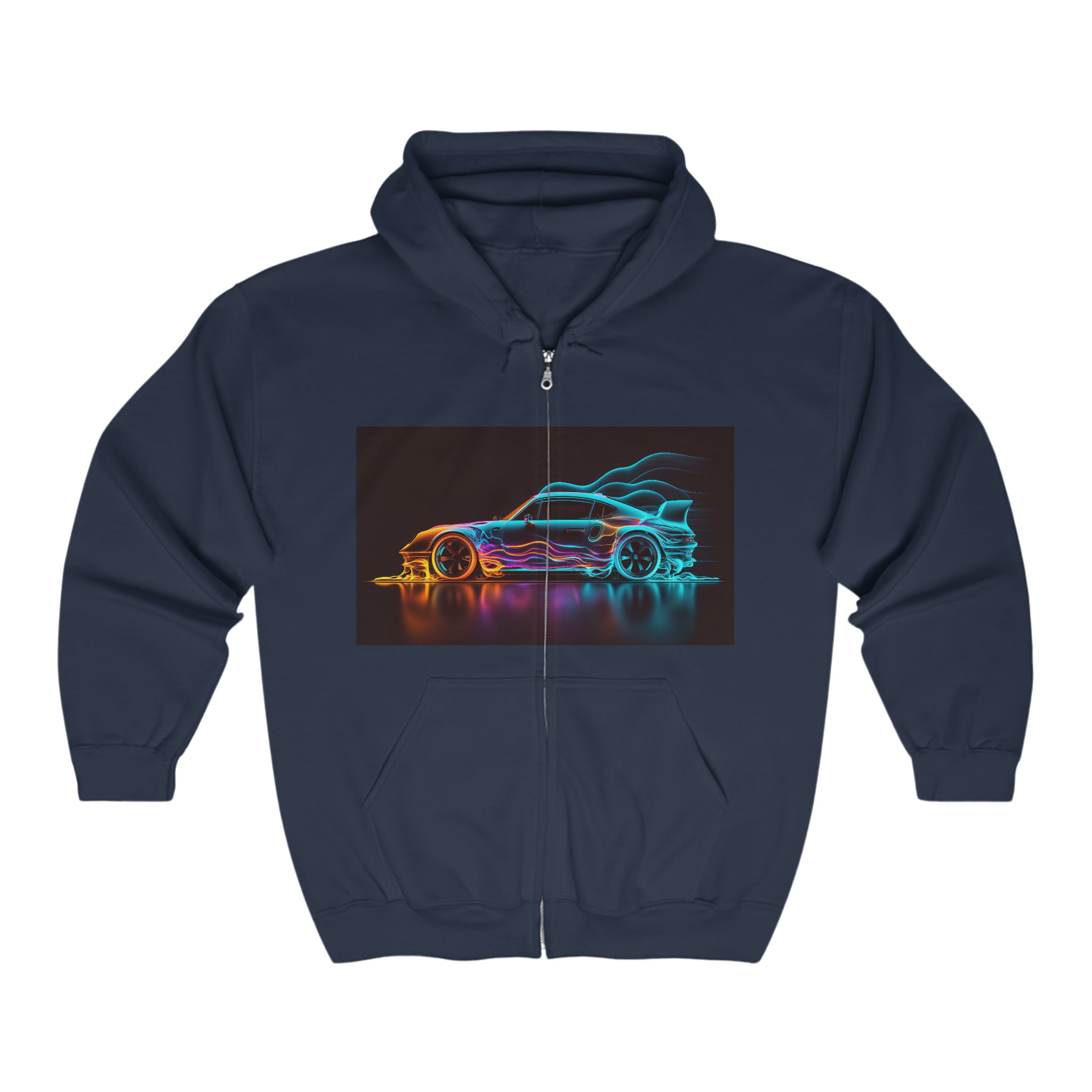 Unisex Heavy Blend™ Full Zip Hooded Sweatshirt - Neon Car 02