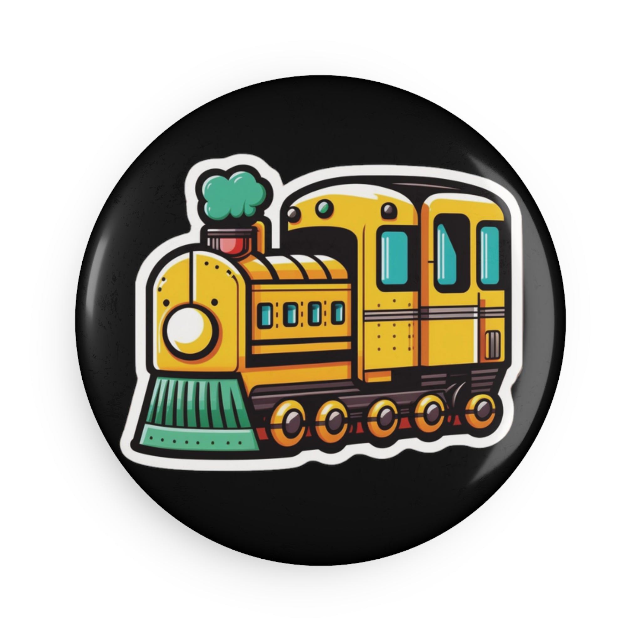 Button Magnet, Round (1 & 10 pcs) - Steam Engine Train