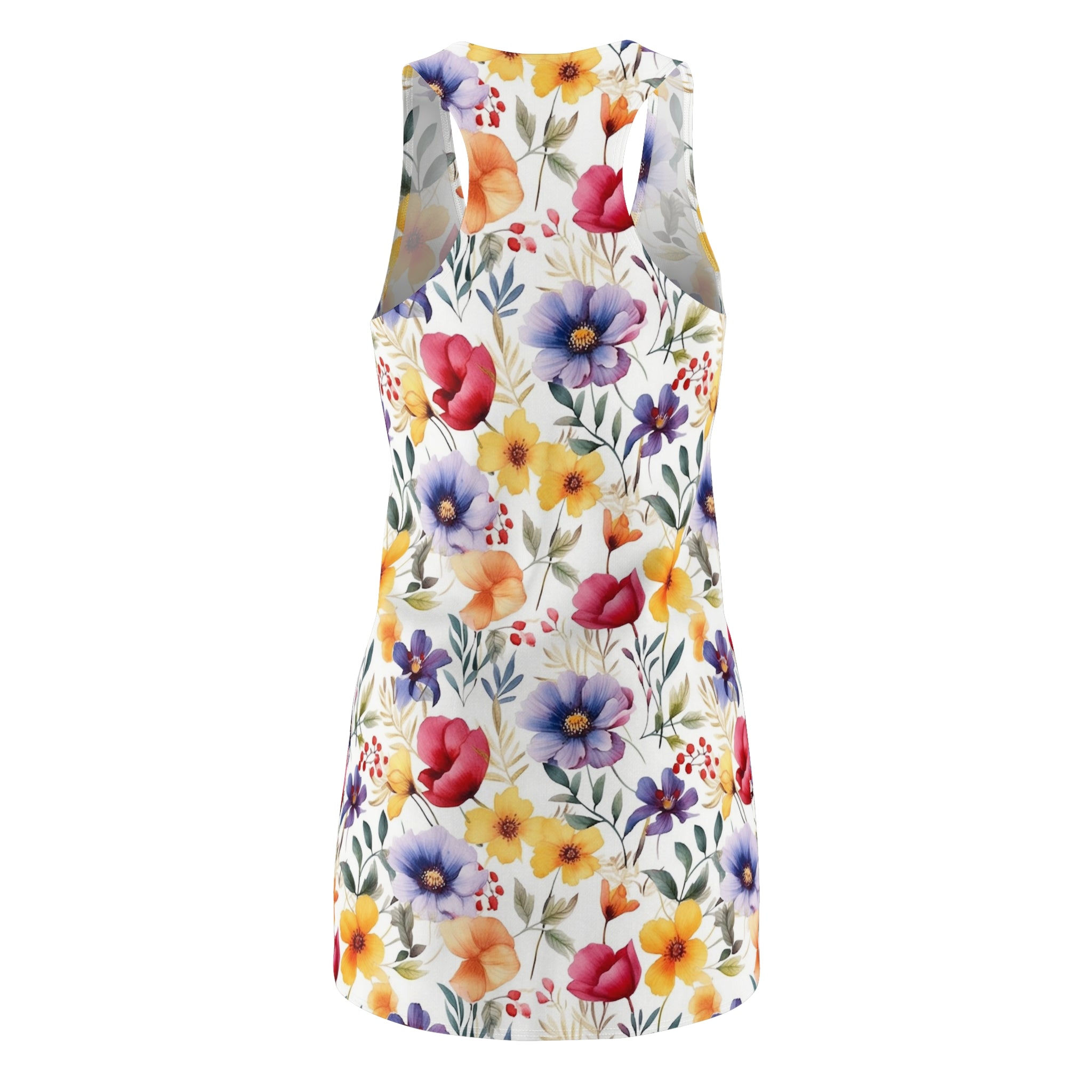 Women's Cut & Sew Racerback Dress (AOP) - Seamless Flower Watercolor Designs 07