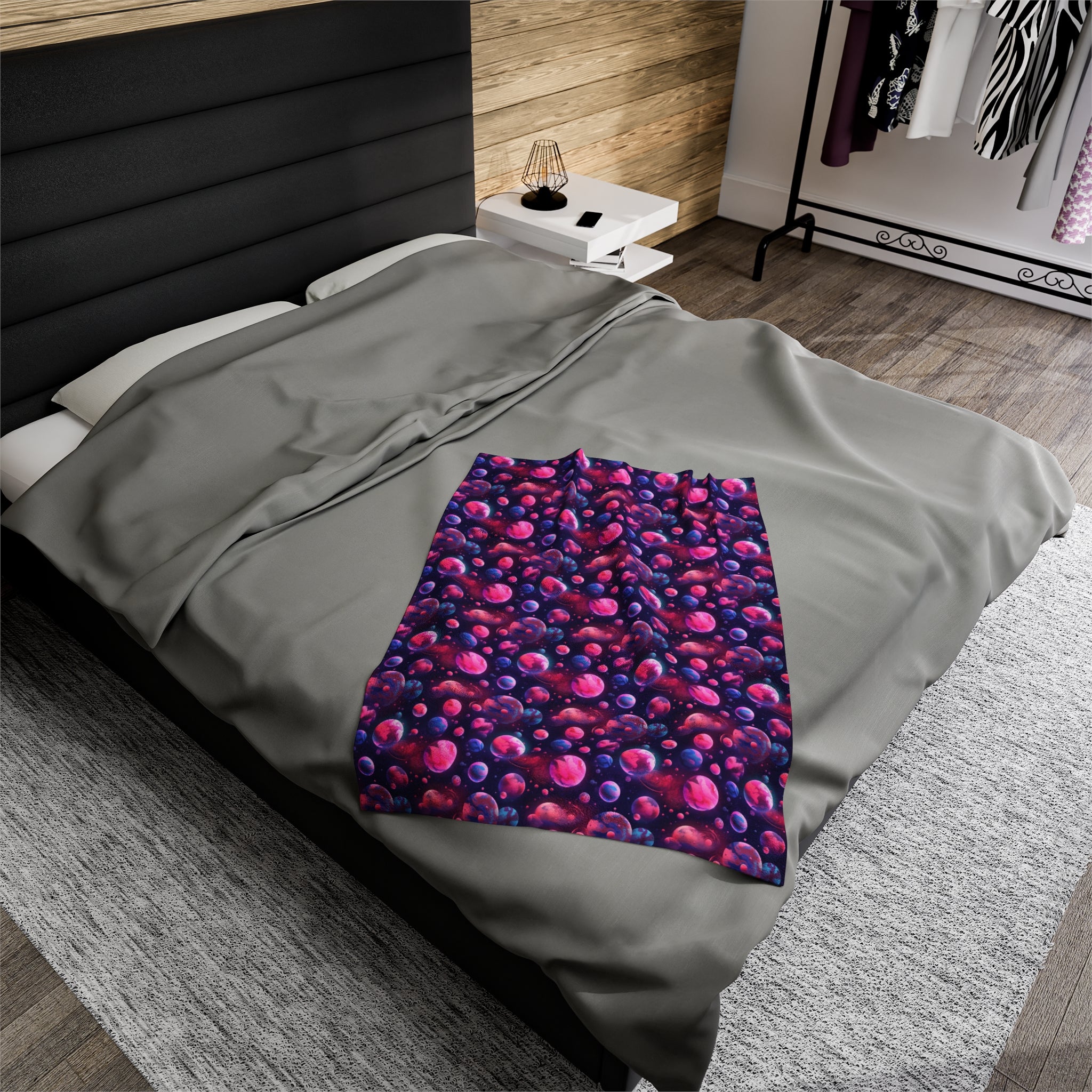 Velveteen Plush Blanket (AOP) - Fantasy Galaxies 09