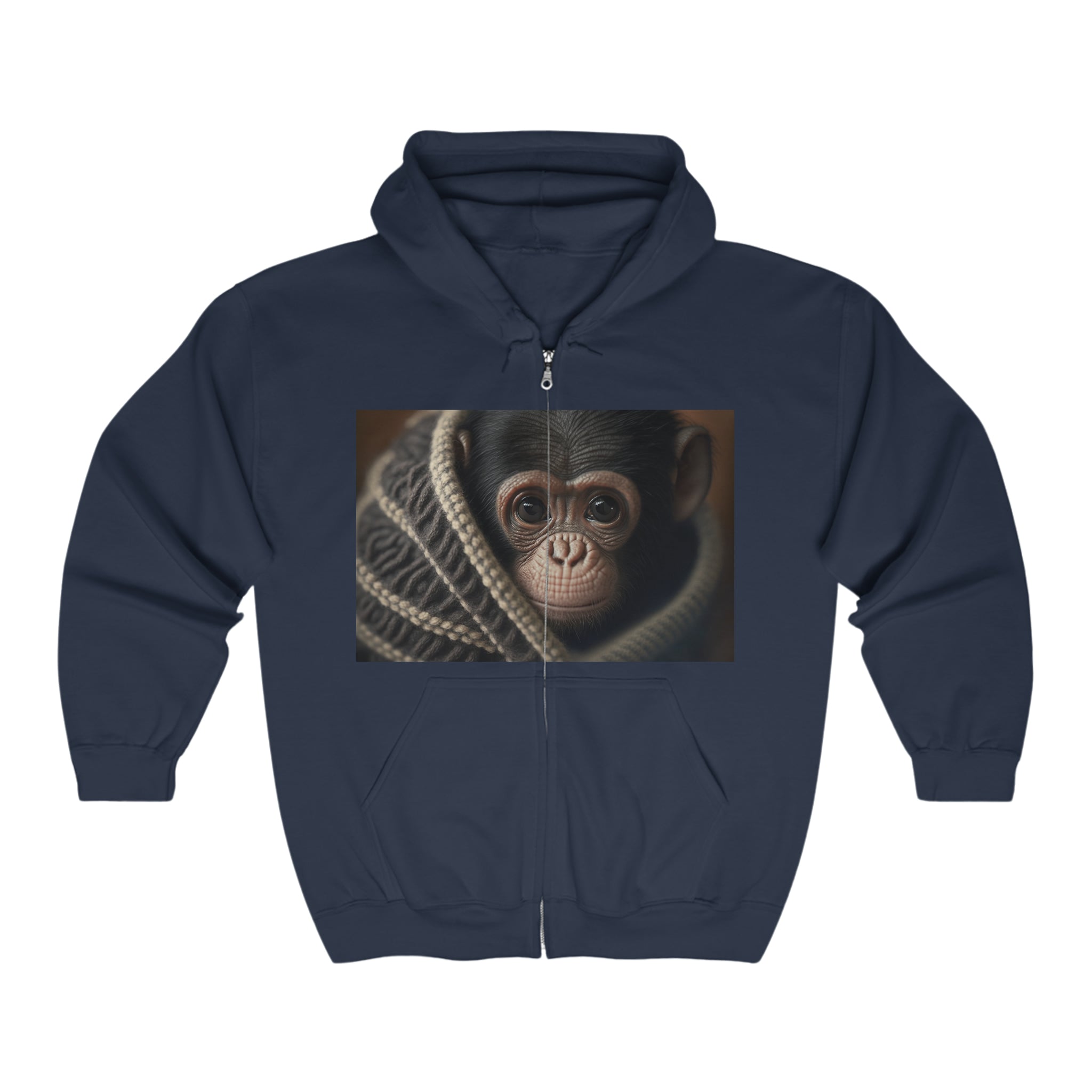 Unisex Heavy Blend™ Full Zip Hooded Sweatshirt - Baby Animals - Chimpanzee